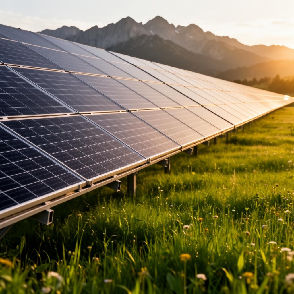 Solar panels in meadow